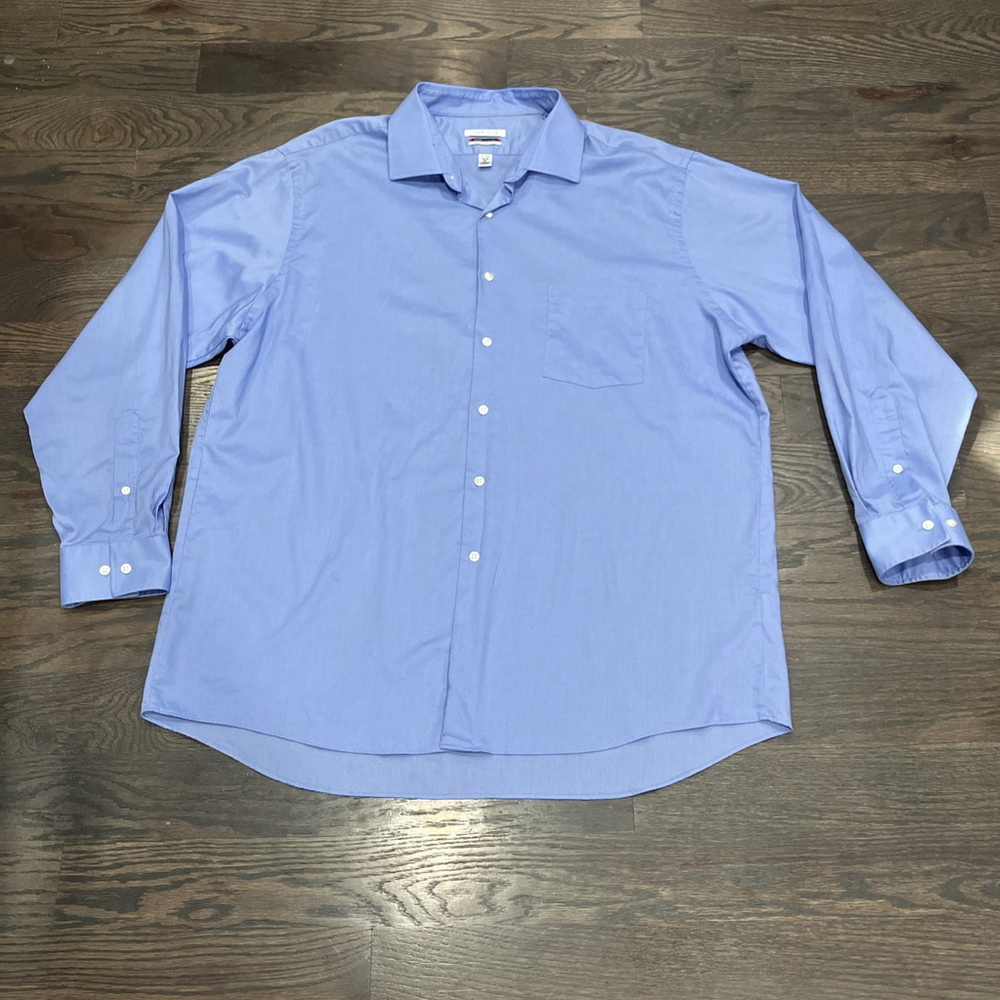 Van Heusen Dress Shirt Mens 17 34/35 Blue Regular Fit Button Up